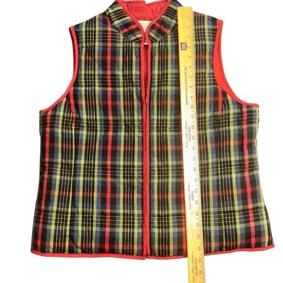 Pendleton Down Filled Red And Green Plaid Vest Women's Size Petite large - Picture 3 of 7